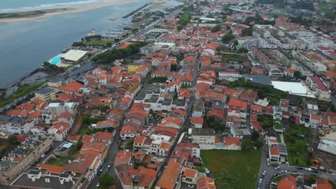 Aerial view around the old town of the city Esposende Vidéo 341436109