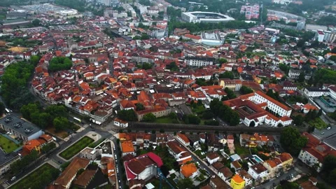 Aerial view around the old town of the city Guimaraes Vidéo 341436417