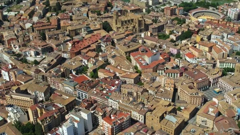 Aerial view around the old town of the city Huesca Stock Footage 341440681