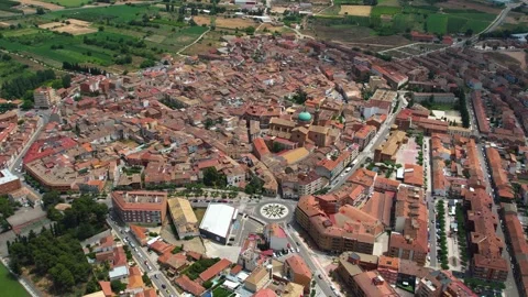 Aerial view around the old town of the city La Almunia de Dona Godina Stock Footage 341440760
