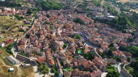 Aerial view around the old town of the city Brihuega 動画素材 341442840