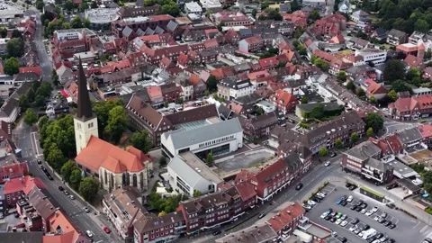 Aerial view around the old town of the city Dülmen Stock Footage 341503412