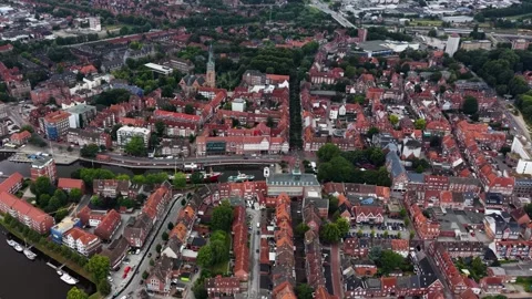 Aerial view around the old town of the city Emden 库存影片 341521933