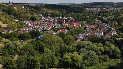 Aerial view around the old town of the city Rotenberg Stock Footage 341701997