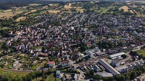 Aerial view around the old town of the city Unterowisheim Stock-Footage 341702186