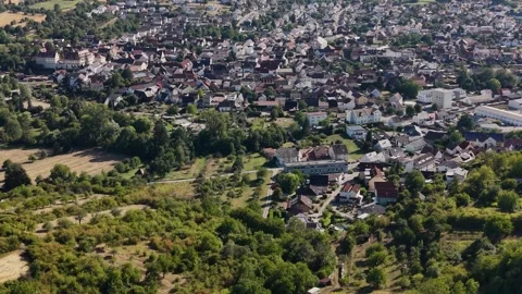 Aerial view around the old town of the city Unterowisheim Stockbeeldmateriaal 341702384