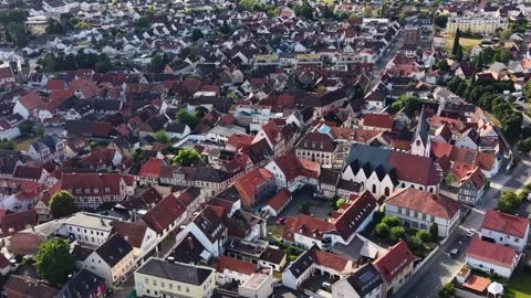 Aerial view around the old town of the city Babenhausen 動画素材 341755769