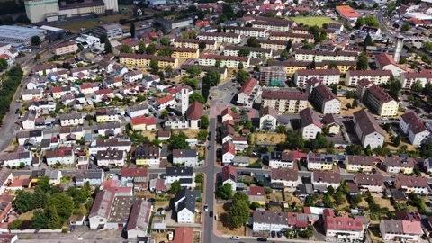 Aerial view around the old town of the city Bestenheid Video stock 341757540