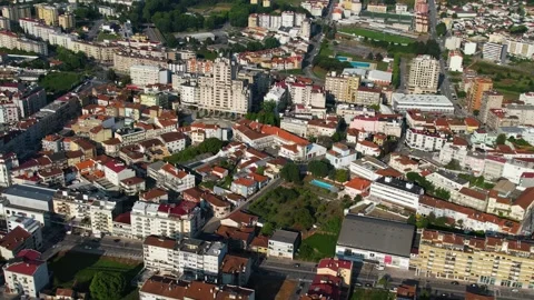 Aerial view around the old town of the city Lourosa Vídeos de archivo 341771131