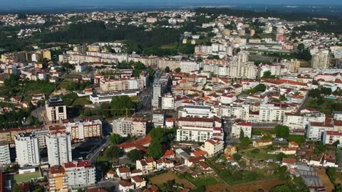 Aerial view around the old town of the city Lourosa Vídeos de archivo 341771165