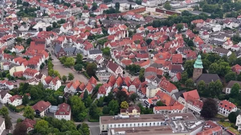 Aerial view around the old town of the city Bad Salzuflen Stock Footage 342085732