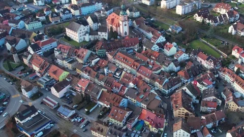 Aerial view around the old town of the city Waldshut-Tiengen in Germany Stock-Footage 344008082