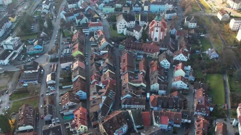 Aerial view around the old town of the city Waldshut-Tiengen in Germany 库存影片 344008132