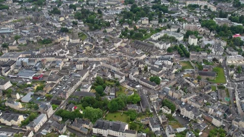 Aerial view around the old town of the city Laval in France 스톡 동영상 344715785