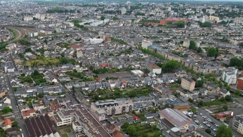 Aerial view around the old town of the city Le Mans in France 库存影片 344715893