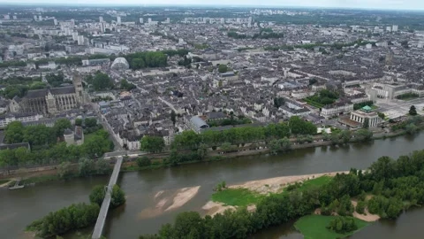 Aerial view around the old town of the city Tours in France 스톡 동영상 344717173