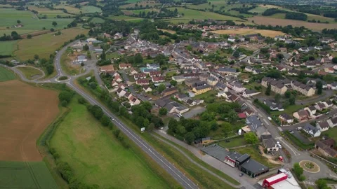 Aerial view around the old town of the city Coulans-sur-Gee in France Stock Footage 344719477