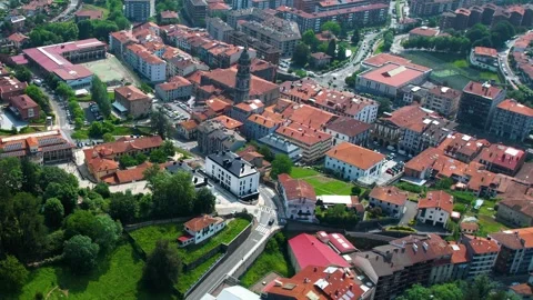 Aerial view around the old town of the city Azkoitia in Spain 스톡 동영상 344760207