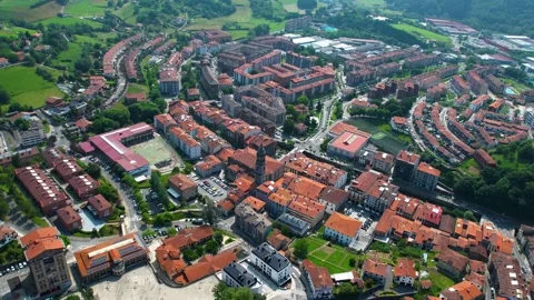 Aerial view around the old town of the city Azkoitia in Spain 스톡 동영상 344760306