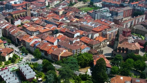 Aerial view around the old town of the city Durango in Spain 스톡 동영상 344760675