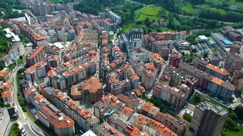 Aerial view around the old town of the city Eibar in Spain Video stock 344760855