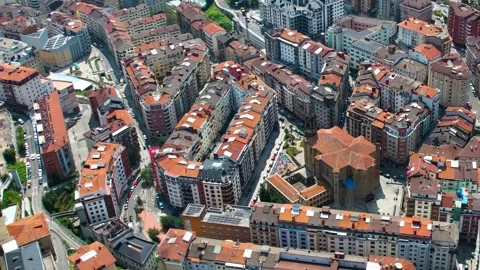 Aerial view around the old town of the city Eibar in Spain 库存影片 344760895