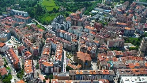 Aerial view around the old town of the city Eibar in Spain Stock-Footage 344761138