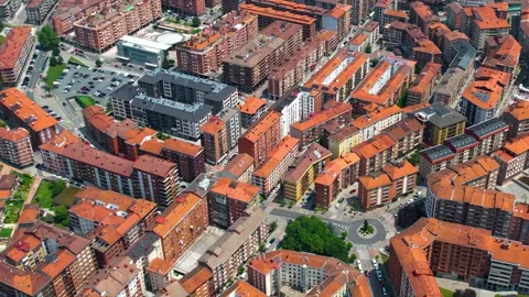 Aerial view around the old town of the city Galdacano in Spain Stock-Footage 344761632