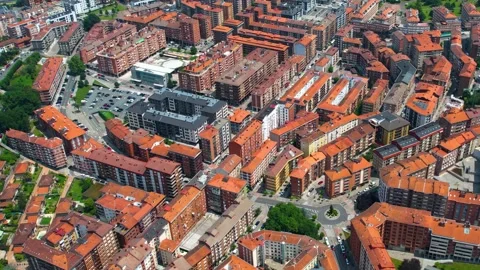 Aerial view around the old town of the city Galdacano in Spain Stock-Footage 344761721