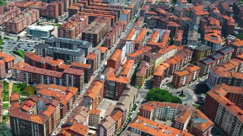 Aerial view around the old town of the city Galdacano in Spain Stock-Footage 344761740