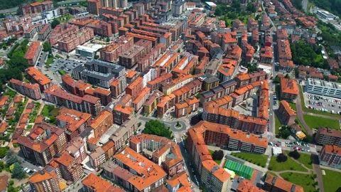 Aerial view around the old town of the city Galdacano in Spain Stock-Footage 344761741