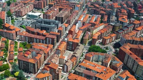 Aerial view around the old town of the city Galdacano in Spain Stock-Footage 344761744