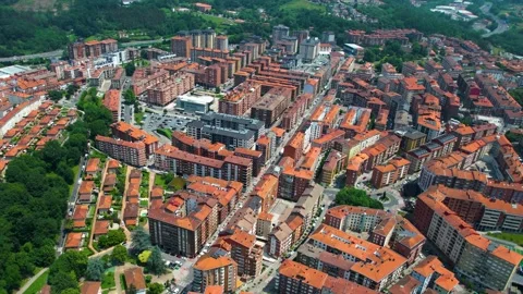 Aerial view around the old town of the city Galdacano in Spain Stock-Footage 344761810