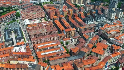 Aerial view around the old town of the city Galdacano in Spain Stock-Footage 344761861