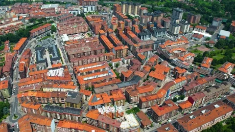 Aerial view around the old town of the city Galdacano in Spain Stock-Footage 344761869