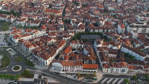 Aerial view around the old town of the city Saint-Jean-de-Luz in Spain Stock-Footage 344762092