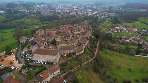 Aerial view around the village Perouges Stock Footage 236933829