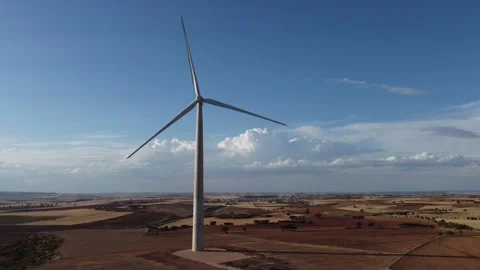 Aerial view around a working windmill Stock Footage 218389728