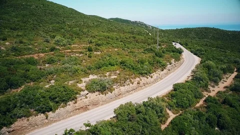 Aerial view of Arrabida Mountains, Setubal, Portugal Stock Footage 84110938