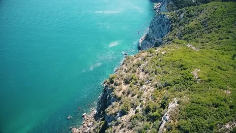 Aerial view of Arrabida Mountains, Setubal, Portugal Stock Footage 84111123