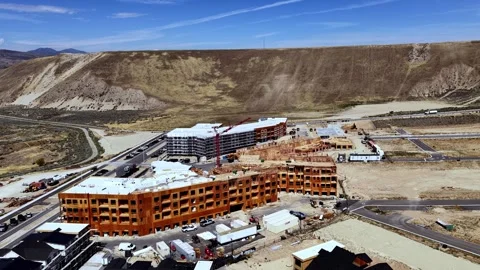 Aerial view of Arrive Homes construction site in Lehi, United States. Stock Footage 345070647