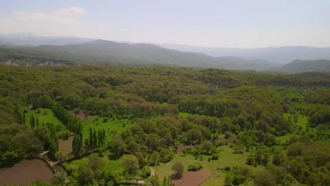 Aerial View of Arslanbob Walnut Forest, Kyrgyzstan Stock Footage 340326054