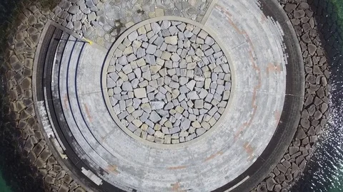Aerial view of artificial stone island Stock Footage 77522486