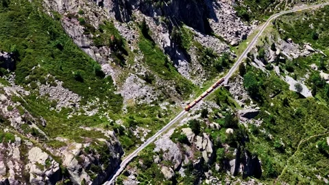 Aerial view of Artouste train in the Pyrenees mountains, France. Stock Footage 340270649