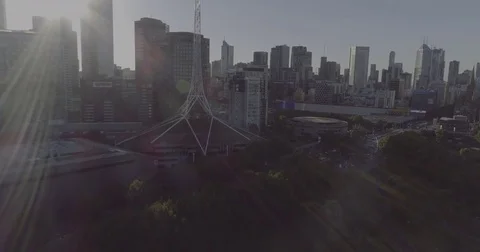 Aerial view of the The Arts Centre Melbourne (originally known as the Victorian Video stock 78457464