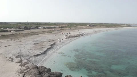 Aerial view of Is Arutas beach, Sardinia, Italy Stock Footage 201423331