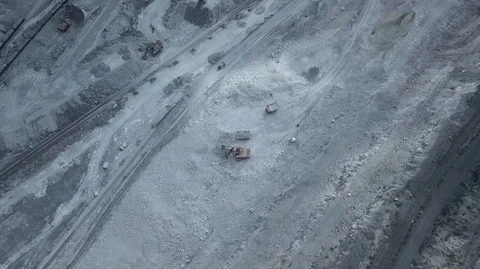 Aerial view of asbestos opencast mining quarry Stock Footage 99104633