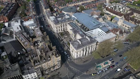 Aerial view of the Ashmolean Museum, University of Oxford, Oxford, UK. Stock Footage 272628537