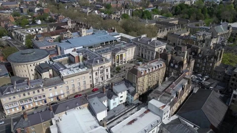 Aerial view of the Ashmolean Museum, University of Oxford, Oxford, UK. Stock Footage 272628813