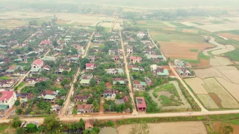 Aerial view of Asian countryside landscape, Rural village, 4K Stock Footage